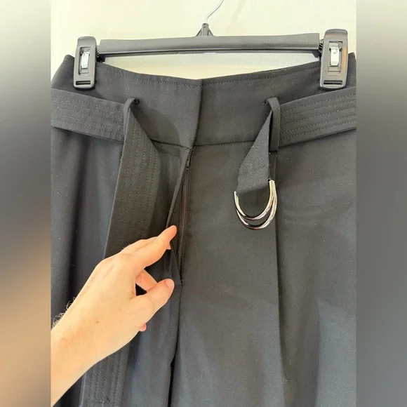 Reiss “Blythe” Wool-Blend Black Tapered Trousers Belt Women’s Size 4 carrier - Picture 4 of 10